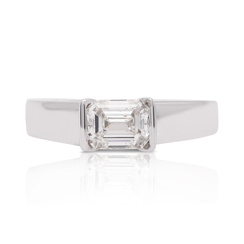 Platinum Emerald Cut Diamond Ring