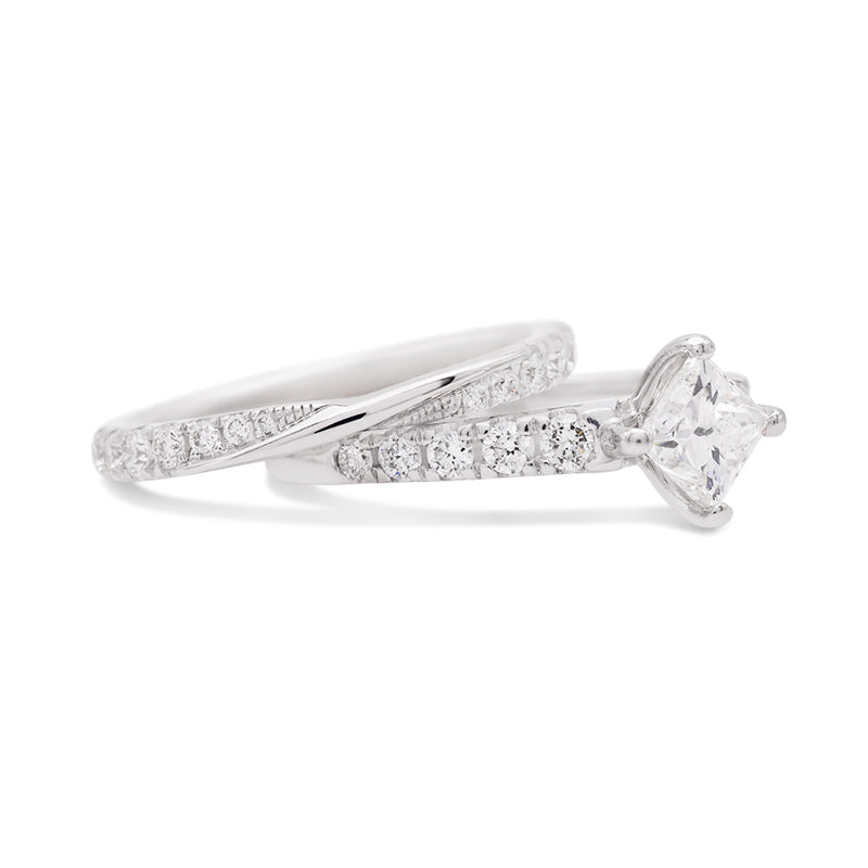18 Carat White Gold Diamond Bridal Ring Set