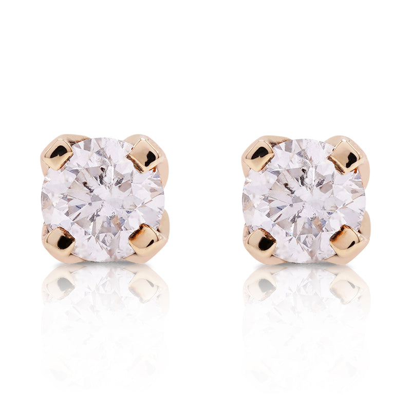 9 Carat Yellow Gold Diamond Stud Earrings