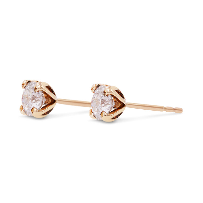 9 Carat Yellow Gold Diamond Stud Earrings