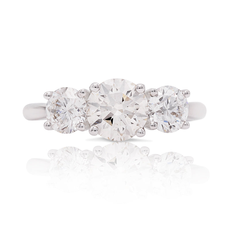 18 Carat White Gold Three Stone Diamond Ring – 2.00ct Total
