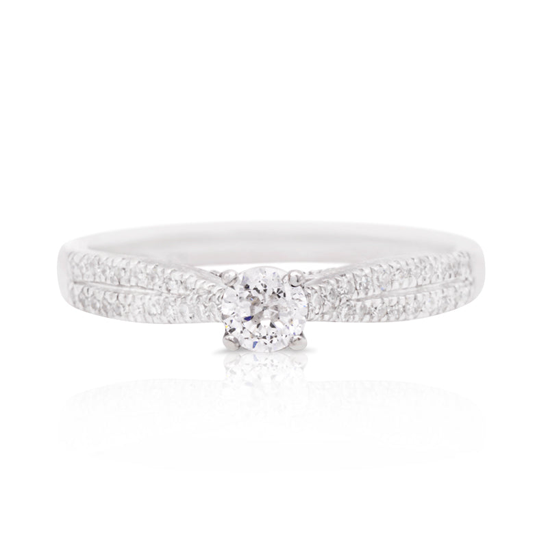 18 Carat White Gold Diamond Twist Ring