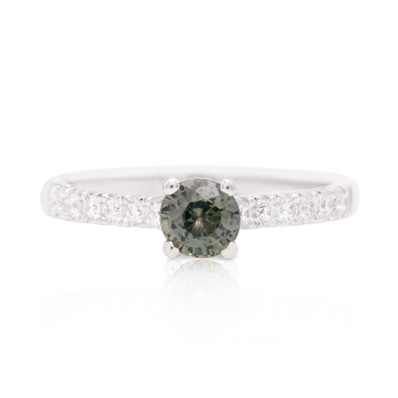 Platinum Green Sapphire & Diamond Ring