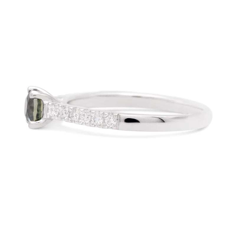 Platinum Green Sapphire & Diamond Ring