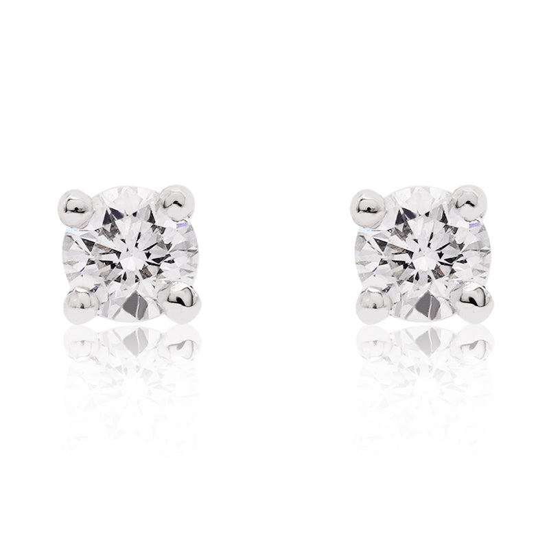 18 Carat White Gold Diamond Stud Earrings