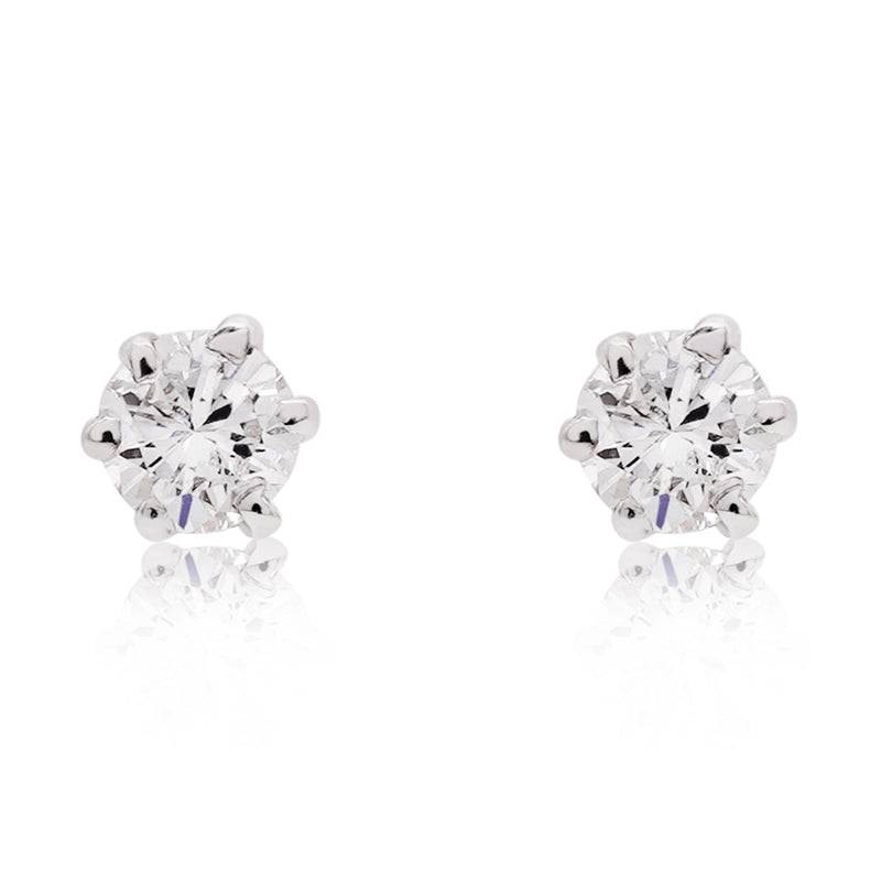 9 Carat White Gold Diamond Stud Earrings