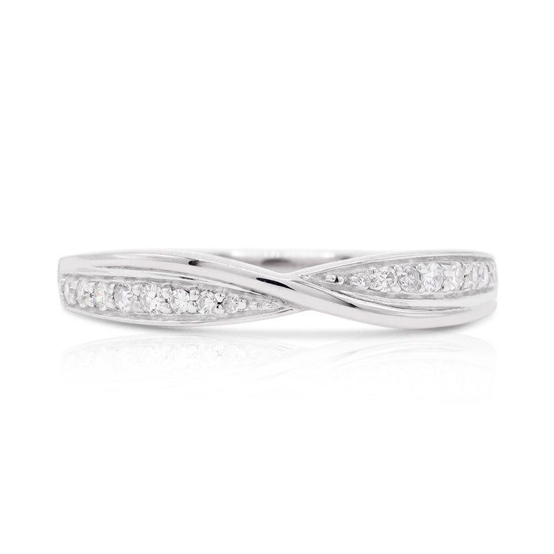 18 Carat White Gold Diamond Crossover Ring