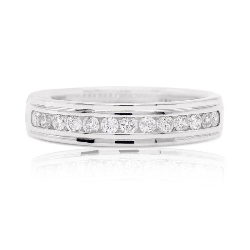 Platinum Faceted Style Diamond Half Eternity Ring