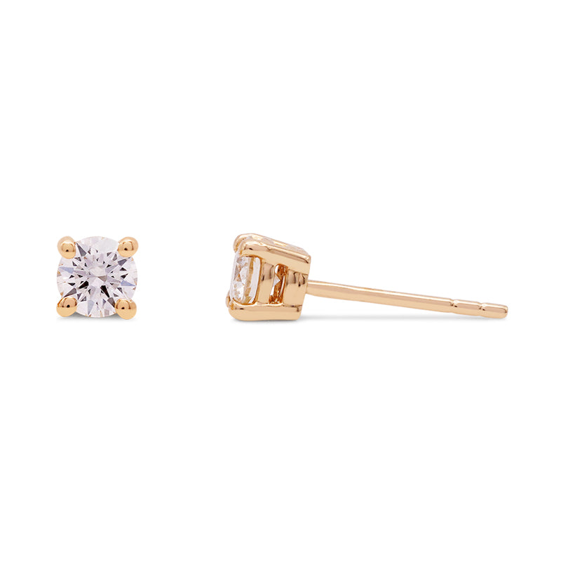 18 Carat Yellow Gold Diamond Stud Earrings