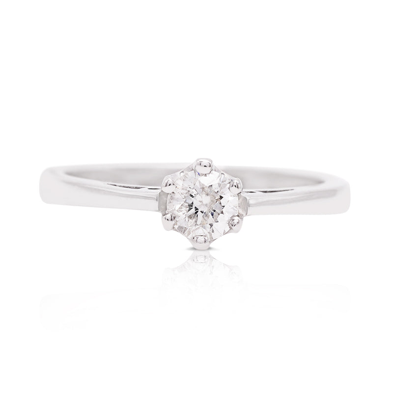 9 Carat White Gold Single Stone Diamond Ring