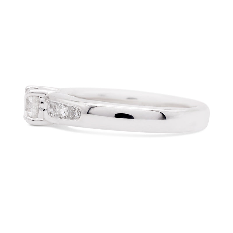 18 Carat White Gold Diamond Shoulder Set Ring