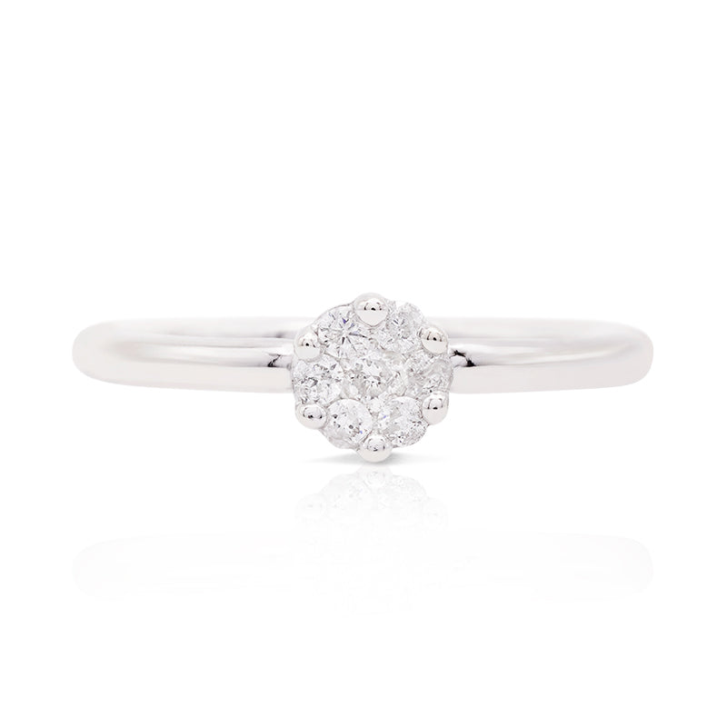 9 Carat White Gold Diamond Cluster Ring