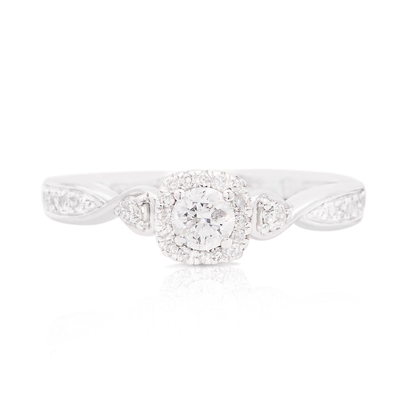 9 Carat White Gold Diamond Twist Ring