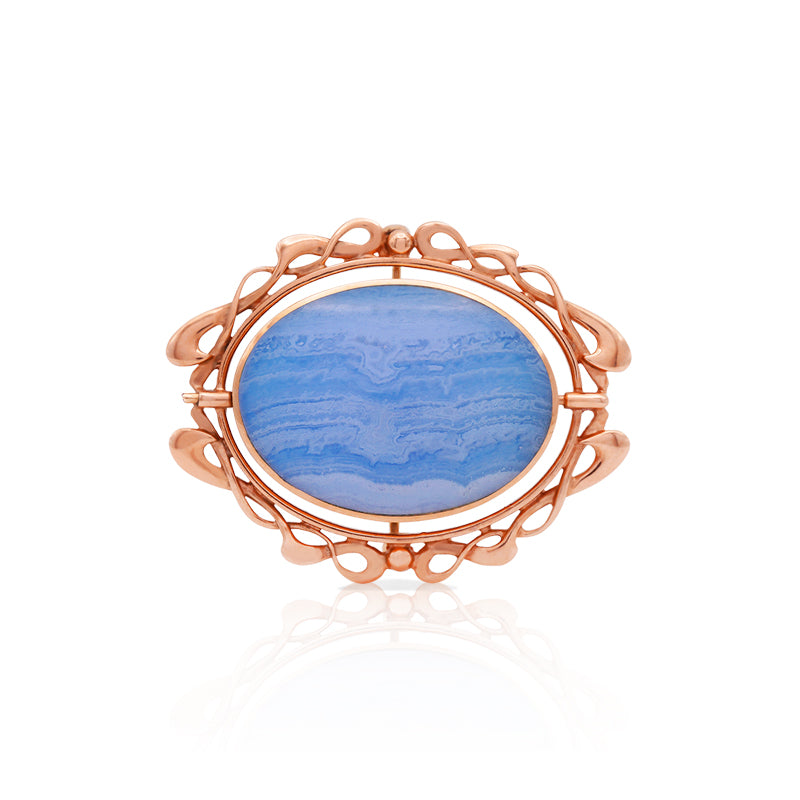9 Carat Rose Gold Agate and Jasper Brooch