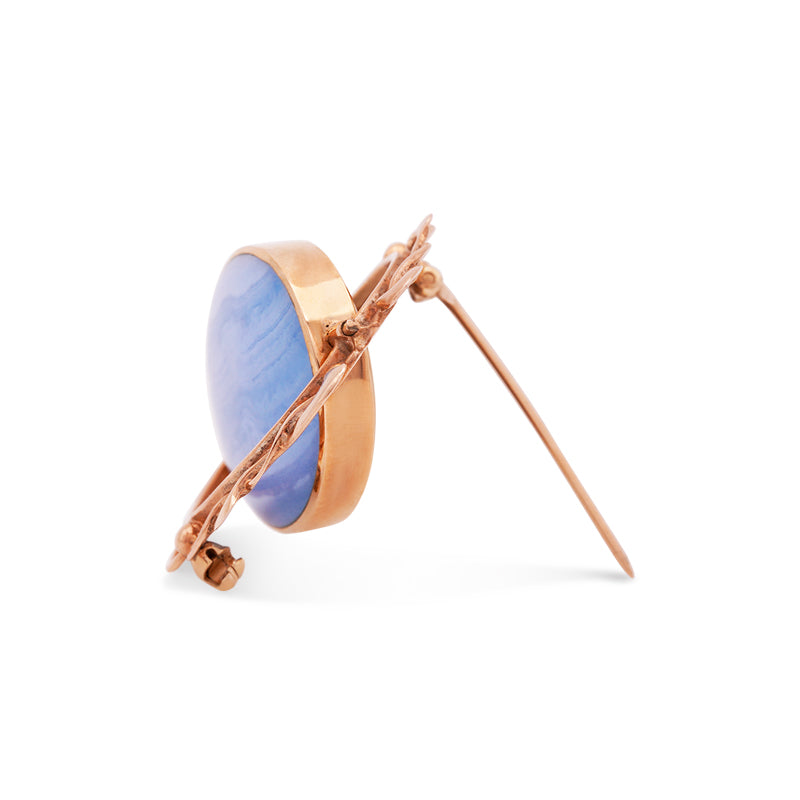 9 Carat Rose Gold Agate and Jasper Brooch