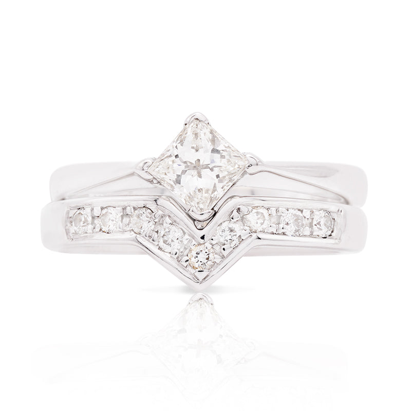 9 Carat White Gold Bridal Diamond Ring Set