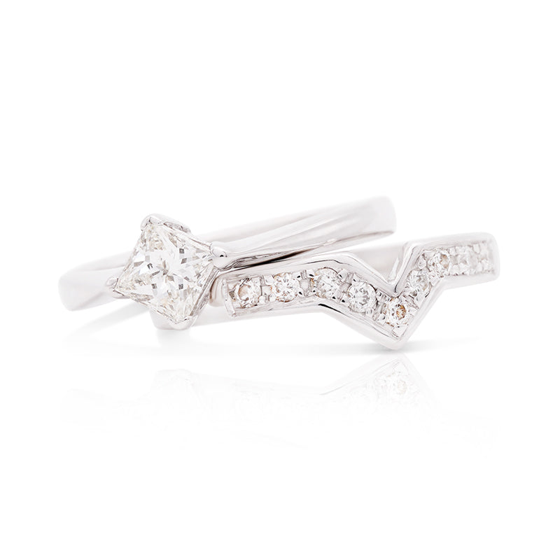9 Carat White Gold Bridal Diamond Ring Set
