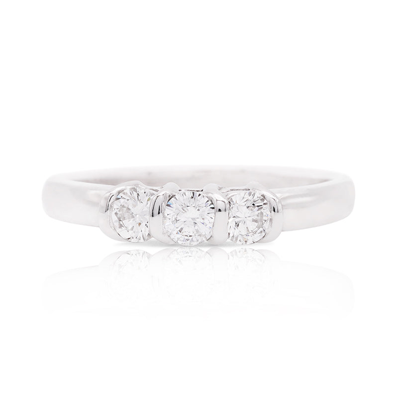 18 Carat White Gold Three-Stone Diamond Ring