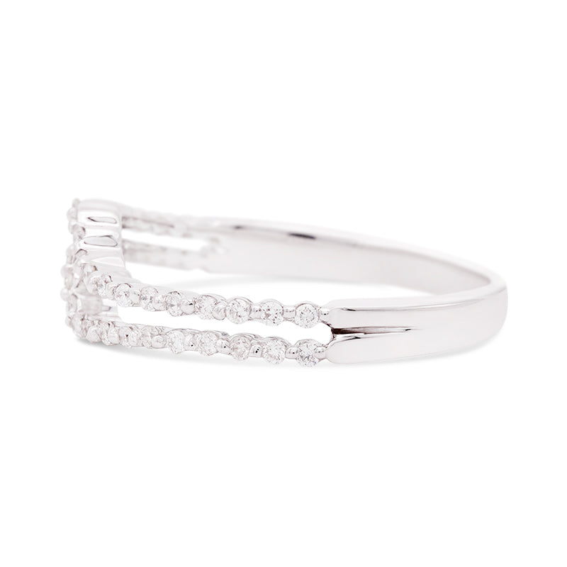 18 Carat White Gold Double Row Diamond Ring