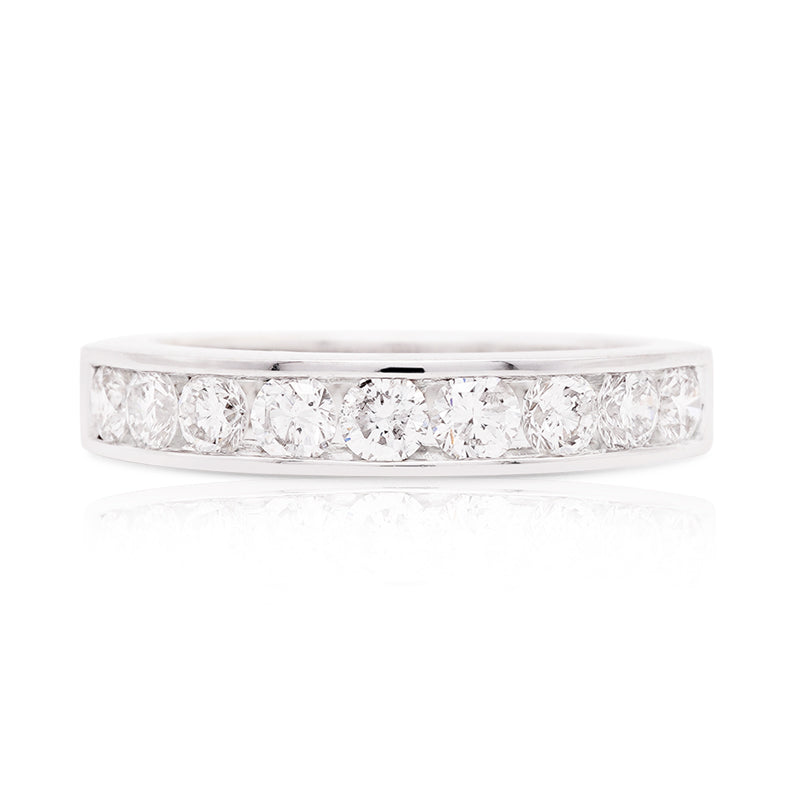 18 Carat White Gold Diamond 9 Stone Half Eternity Ring