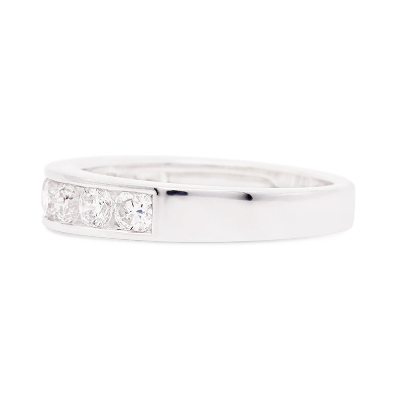 18 Carat White Gold Diamond 9 Stone Half Eternity Ring