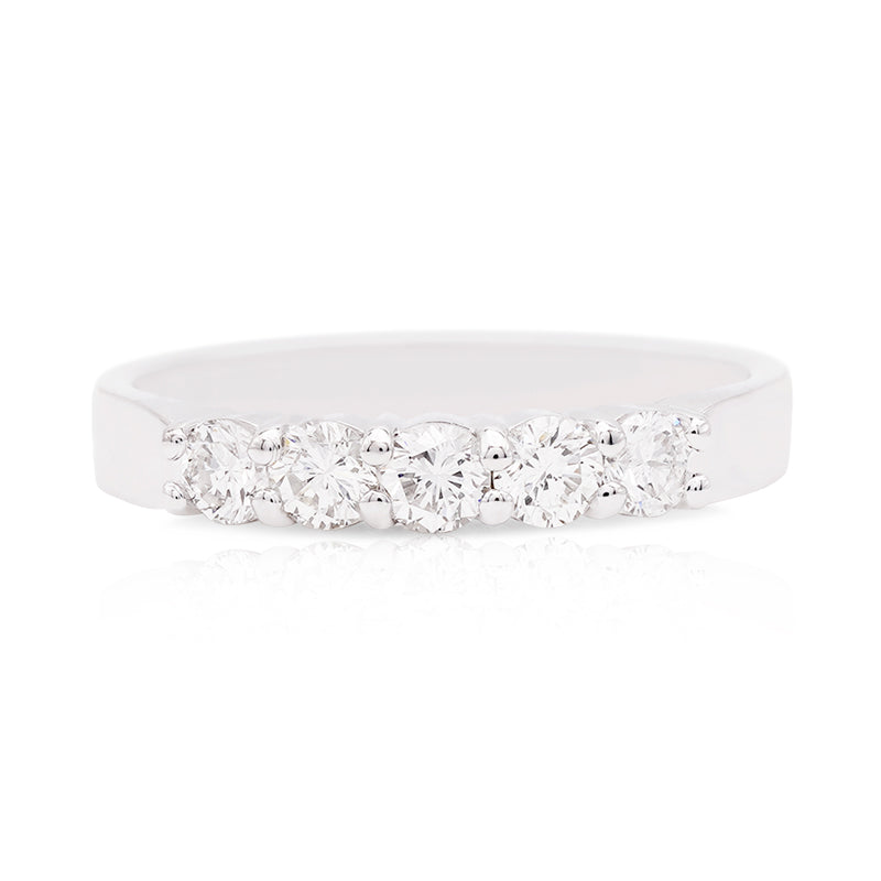 18 Carat White Gold Five Stone Diamond Ring