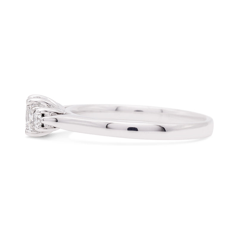 18ct White Gold Cushion Cut Three-Stone Diamond Ring