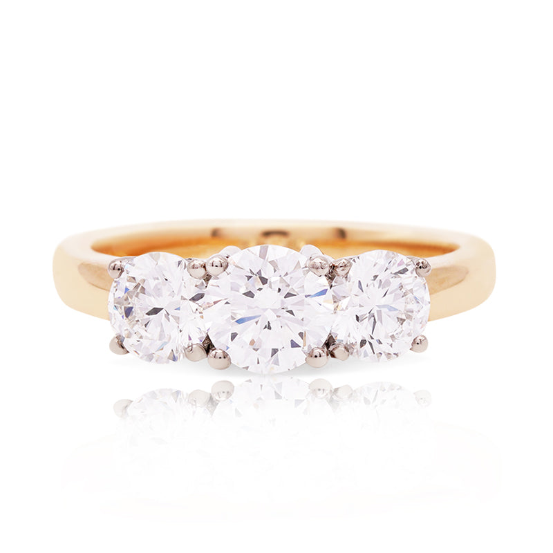 18 Carat Yellow Gold Laboratory Grown Trilogy Diamond Ring