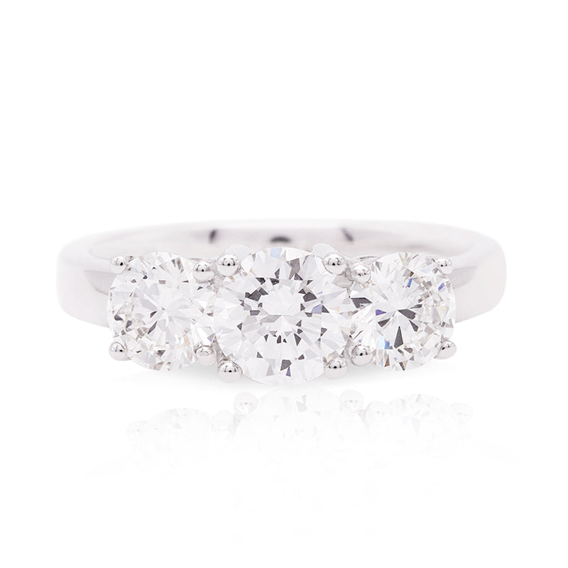 18 Carat White Gold Laboratory Grown Diamond Trilogy Ring