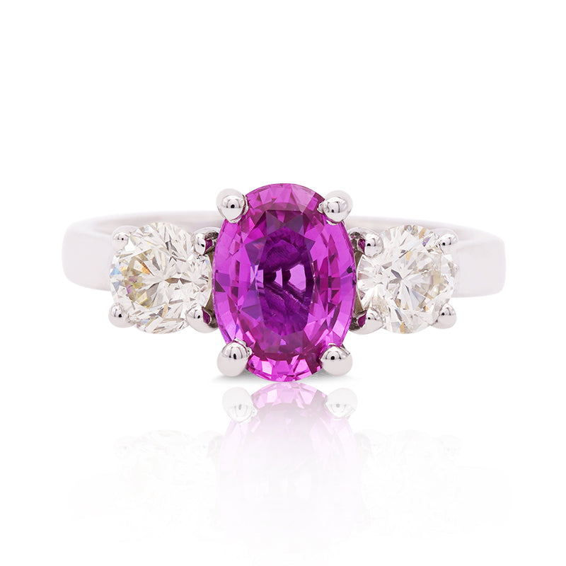 18 Carat White Gold Pink Sapphire and Diamond Ring