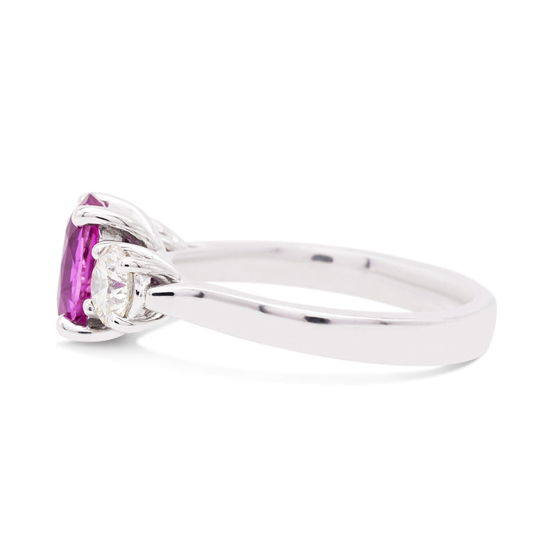 18 Carat White Gold Pink Sapphire and Diamond Ring