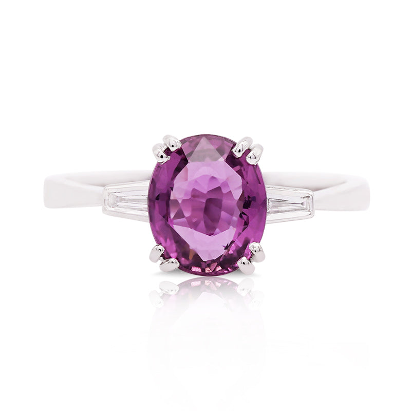 Platinum Pink Sapphire and Diamond Ring