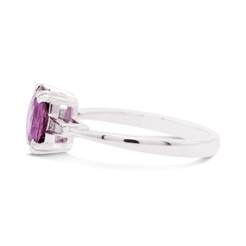 Platinum Pink Sapphire and Diamond Ring