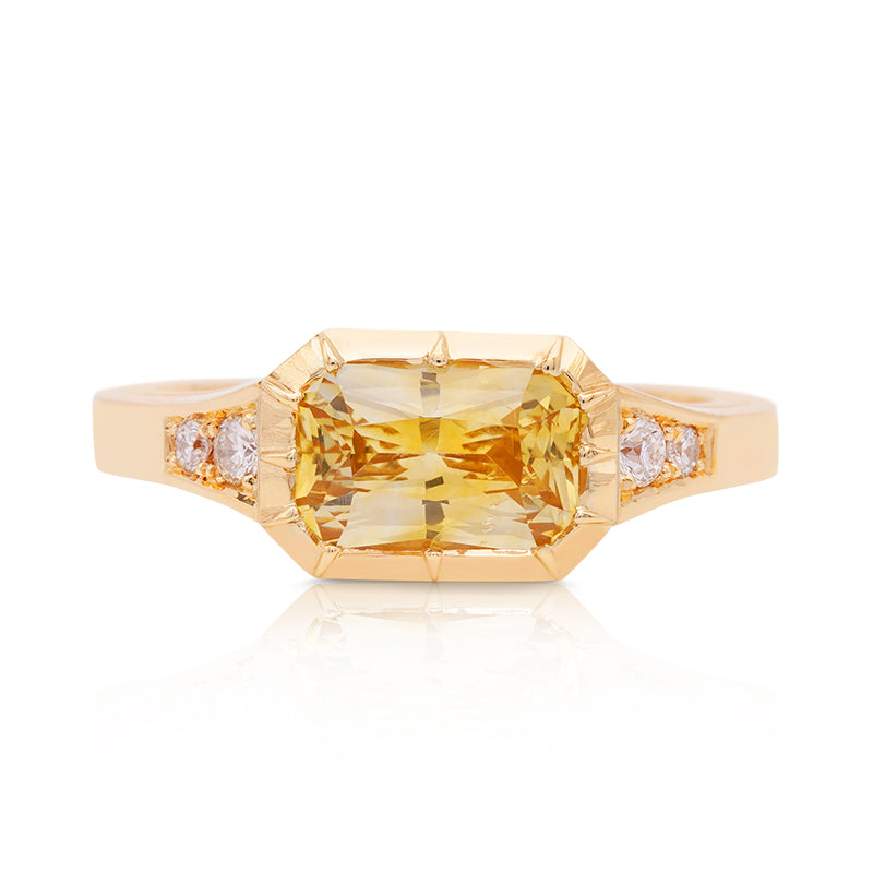 18 Carat Yellow Gold Yellow Sapphire and Diamond Ring