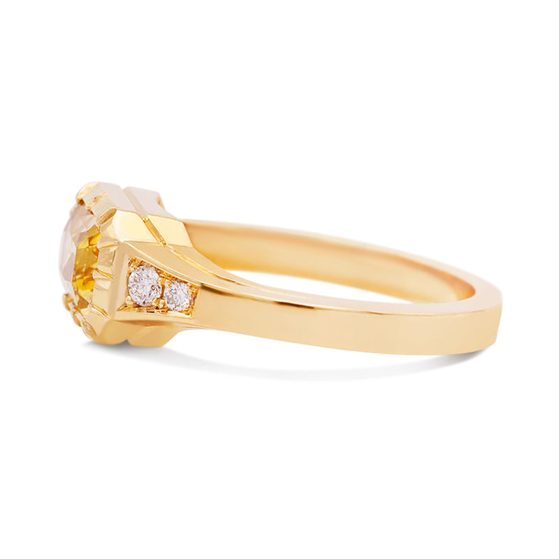 18 Carat Yellow Gold Yellow Sapphire and Diamond Ring