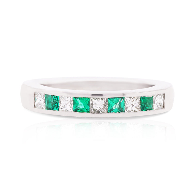 Platinum Emerald and Diamond Ring
