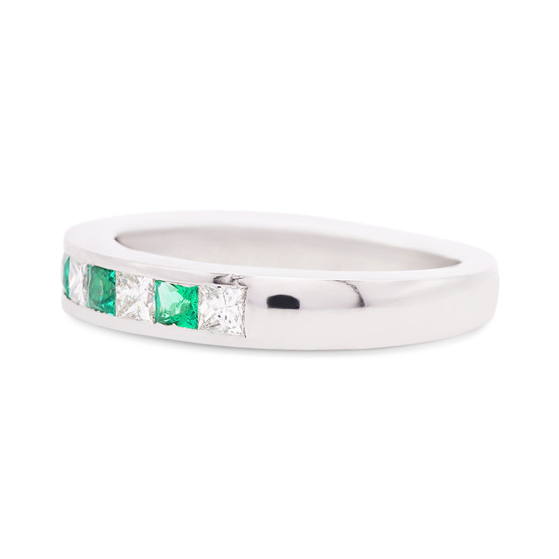 Platinum Emerald and Diamond Ring