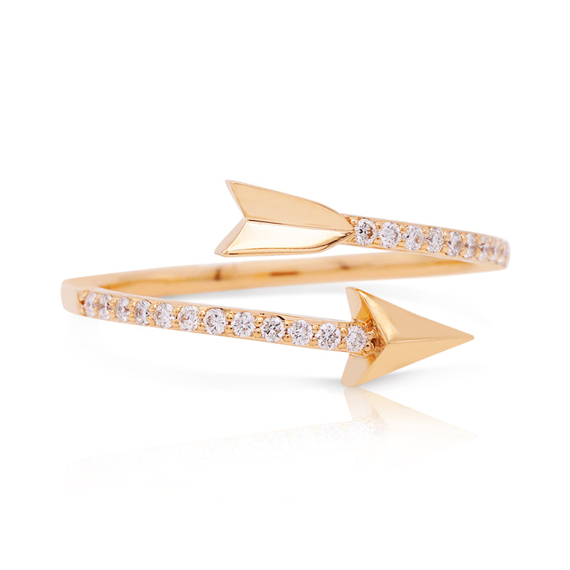 18 Carat Yellow Gold Diamond Arrow Ring