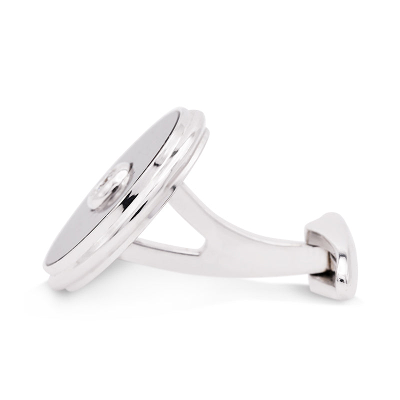 18 Carat White Gold Mother of Pearl and Diamond Cufflinks