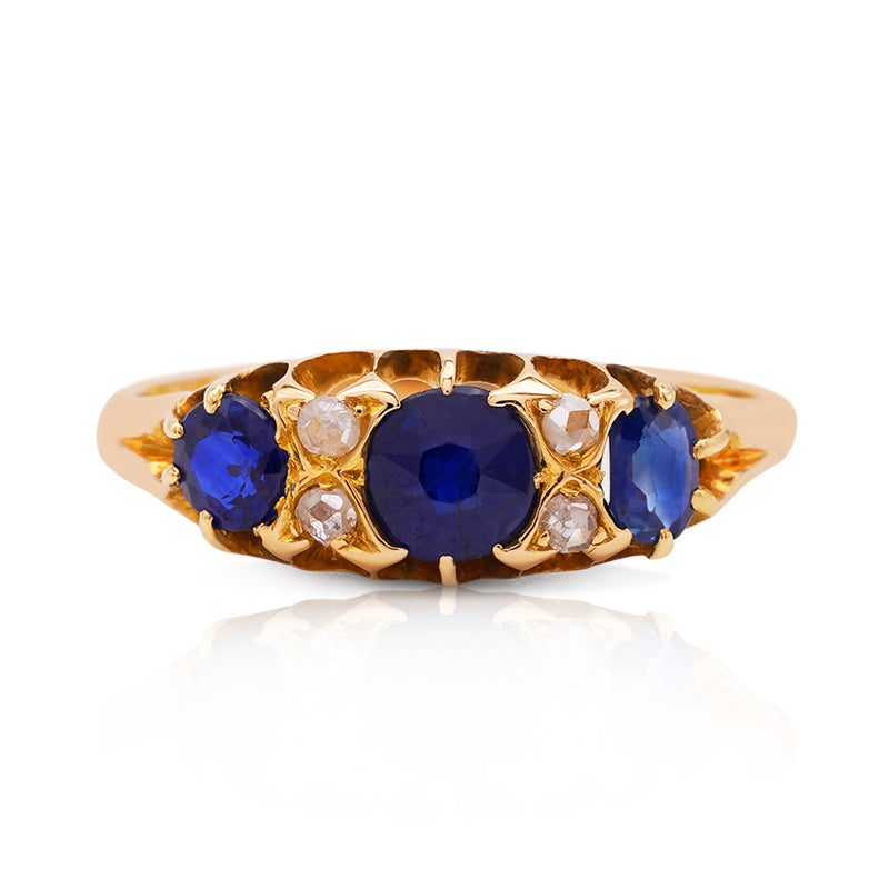 18 Carat Yellow Gold Sapphire and Diamond Ring