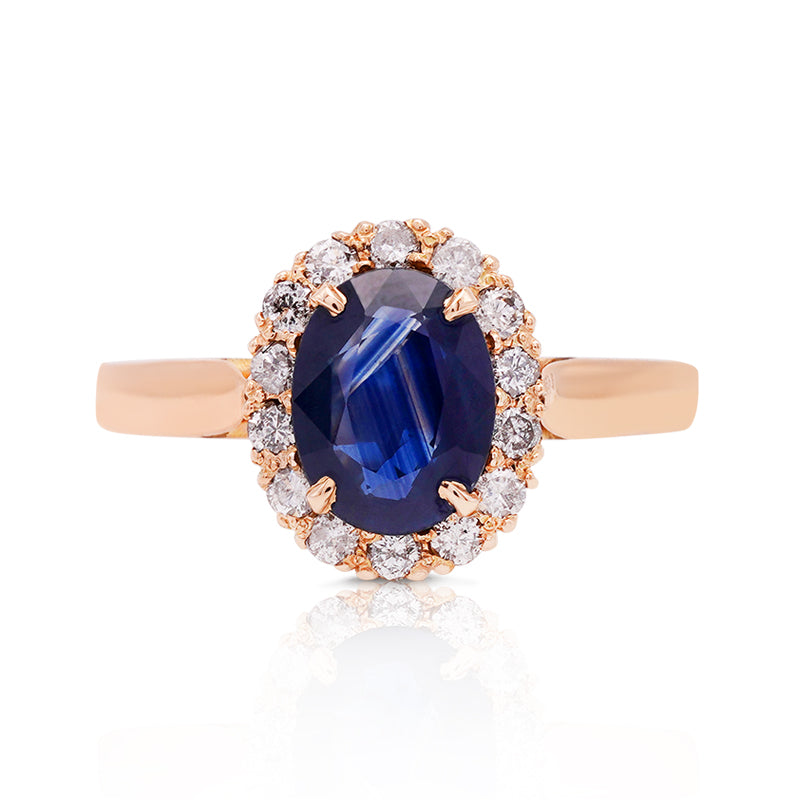 14 Carat Yellow Gold Colour Zone Sapphire and Diamond Ring