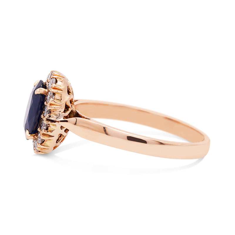 14 Carat Yellow Gold Colour Zone Sapphire and Diamond Ring