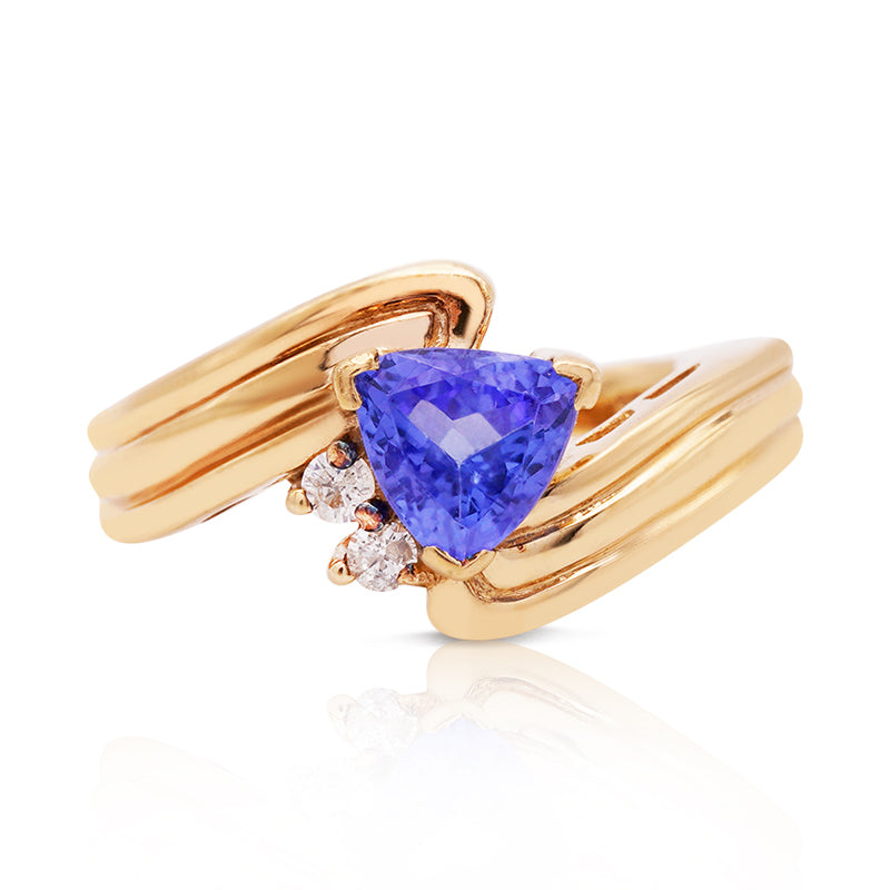 9 Carat Yellow Gold Tanzanite and Diamond Ring