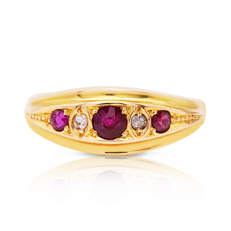 18 Carat Yellow Gold Ruby and Diamond Ring