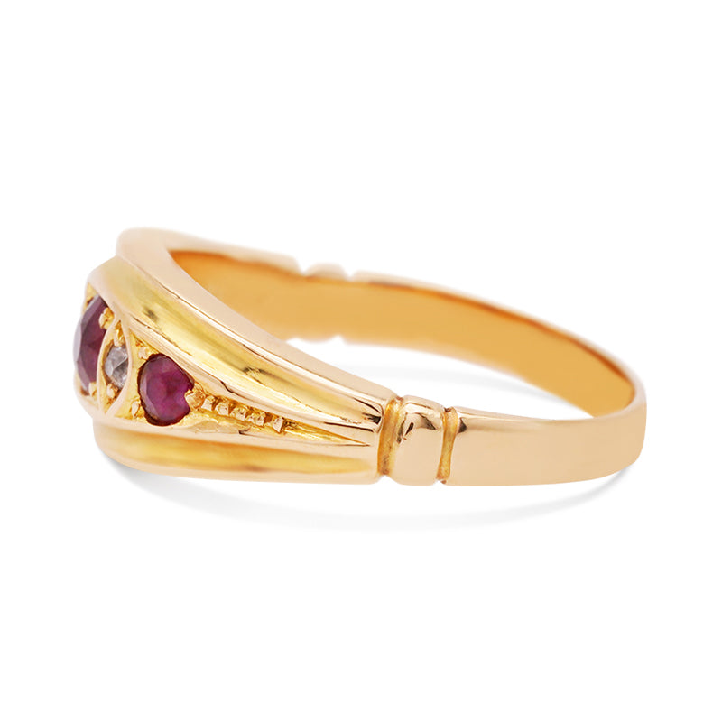 18 Carat Yellow Gold Ruby and Diamond Ring