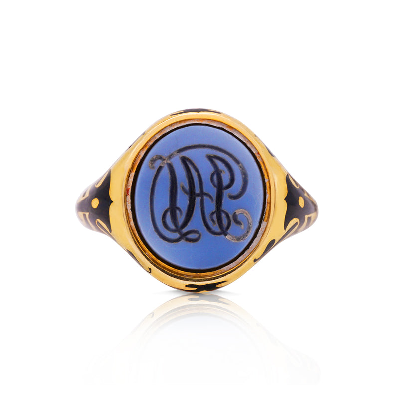 15 Carat Yellow Gold Agate Signet Ring