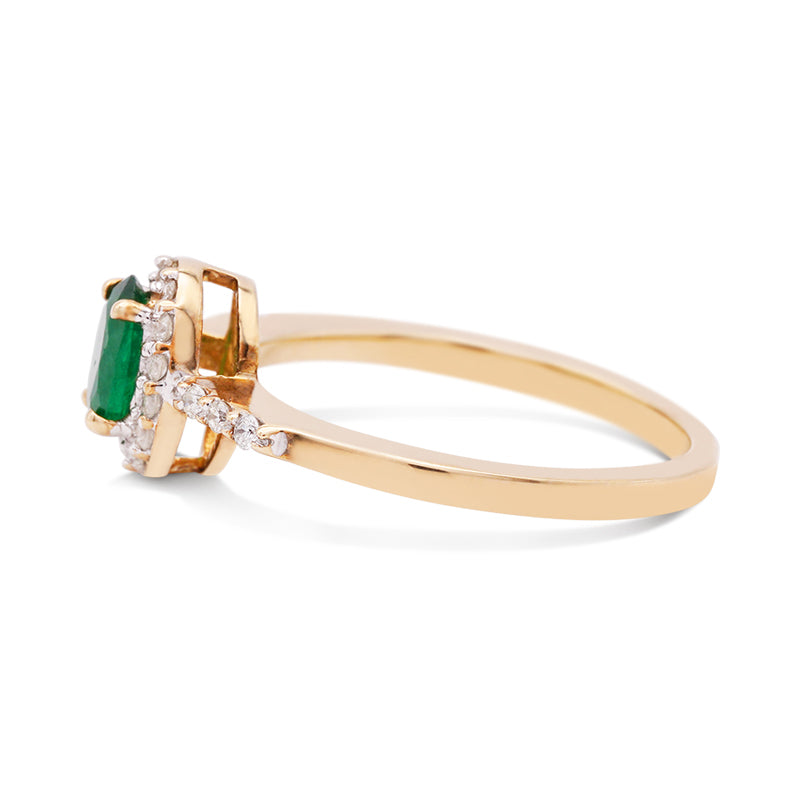 9 Carat Yellow Gold Emerald and Diamond Ring