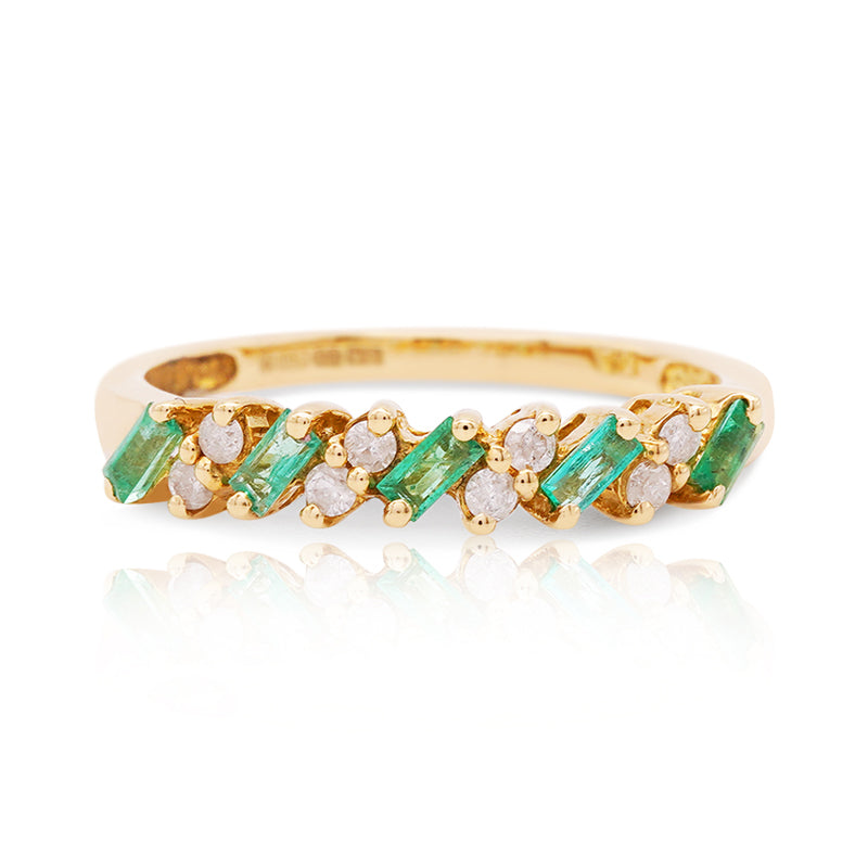 18 Carat Yellow Gold Emerald and Diamond Ring
