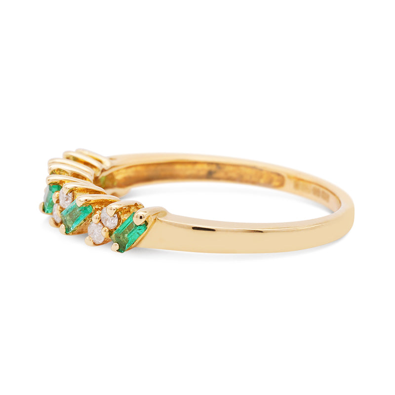 18 Carat Yellow Gold Emerald and Diamond Ring