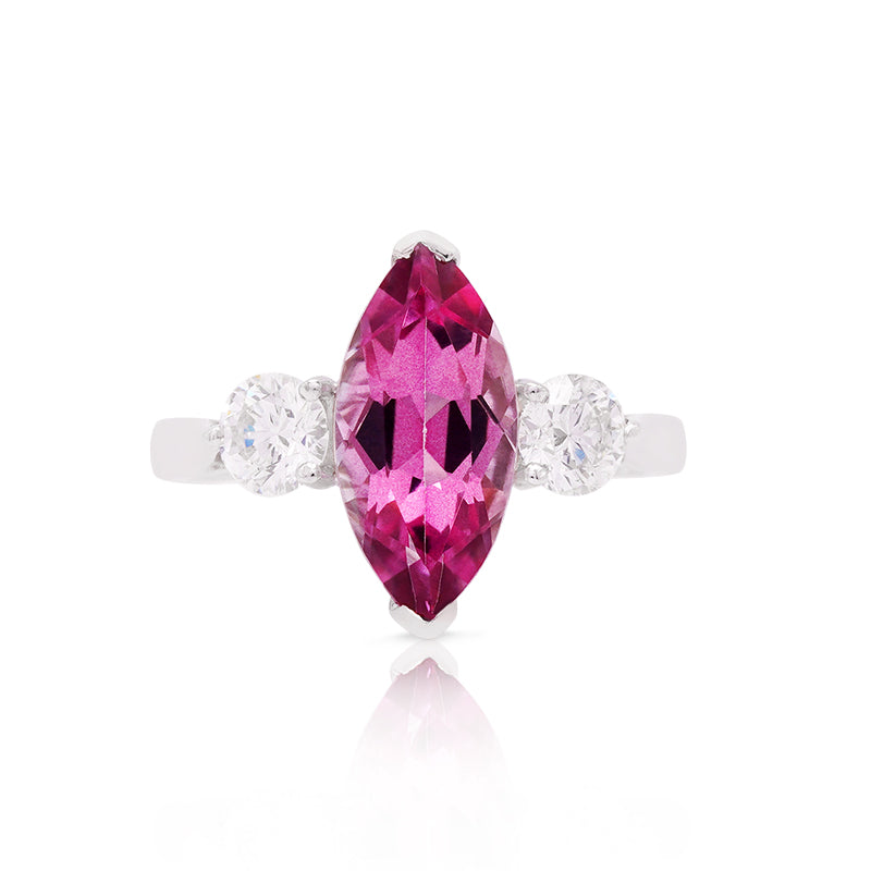 18 Carat White Gold Pink Sapphire and Diamond Ring